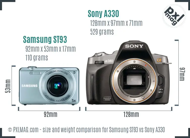 Samsung ST93 vs Sony A330 size comparison