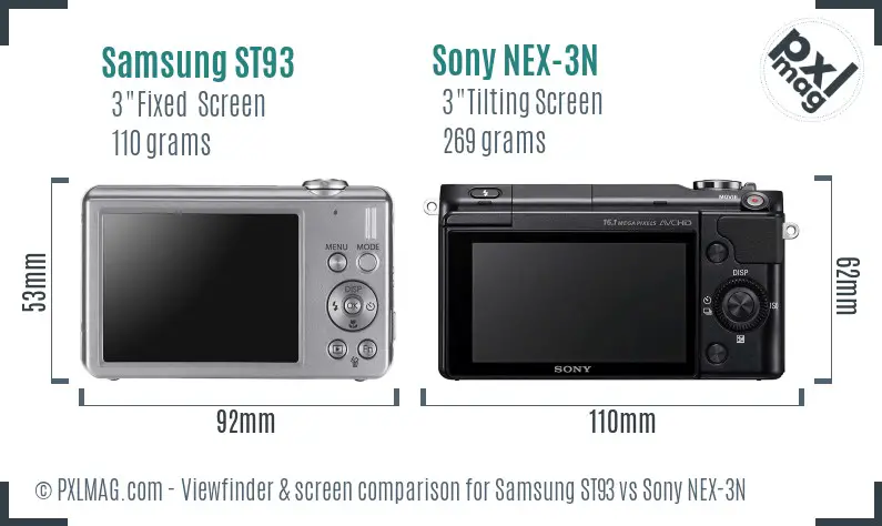 Samsung ST93 vs Sony NEX-3N Screen and Viewfinder comparison
