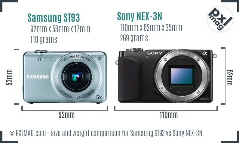 Samsung ST93 vs Sony NEX-3N size comparison
