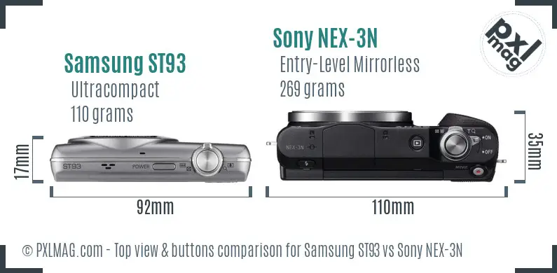 Samsung ST93 vs Sony NEX-3N top view buttons comparison