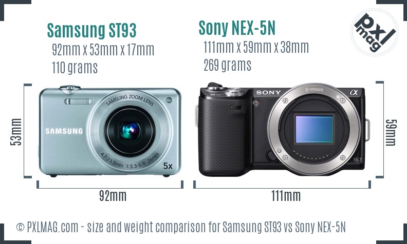 Samsung ST93 vs Sony NEX-5N size comparison