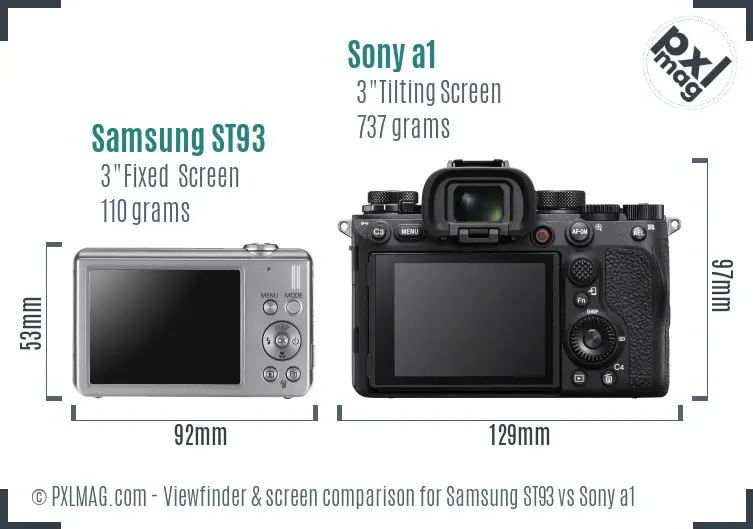 Samsung ST93 vs Sony a1 Screen and Viewfinder comparison