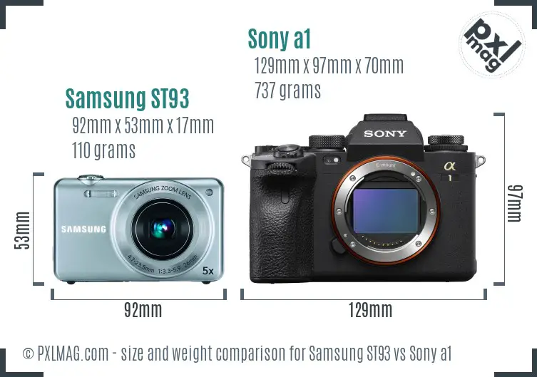 Samsung ST93 vs Sony a1 size comparison