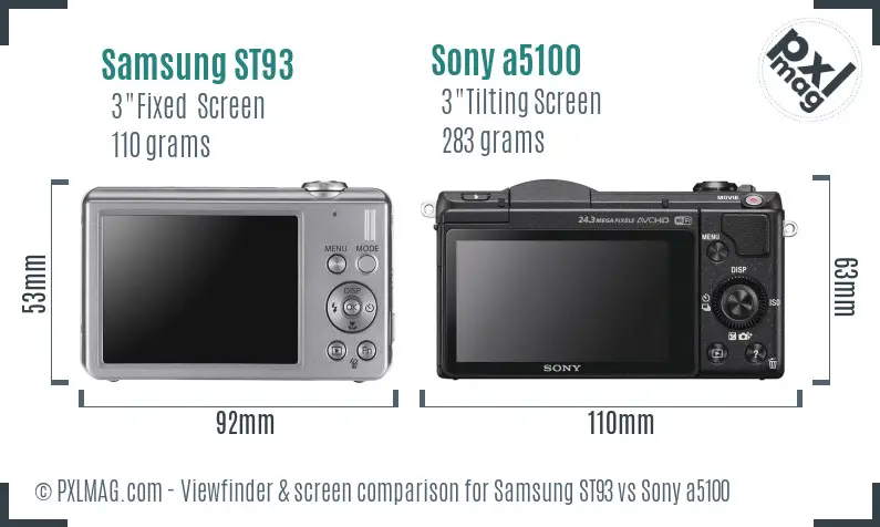 Samsung ST93 vs Sony a5100 Screen and Viewfinder comparison