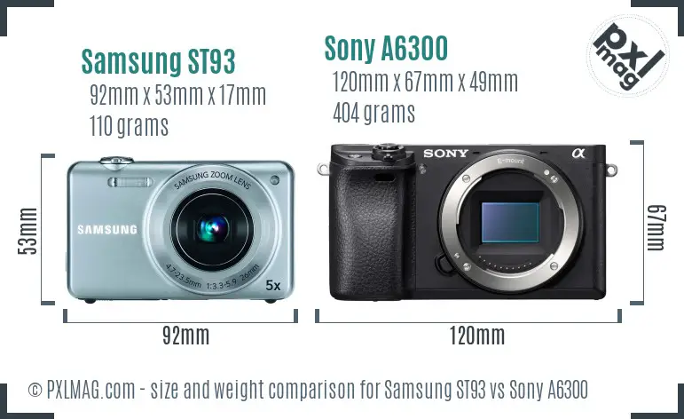 Samsung ST93 vs Sony A6300 size comparison