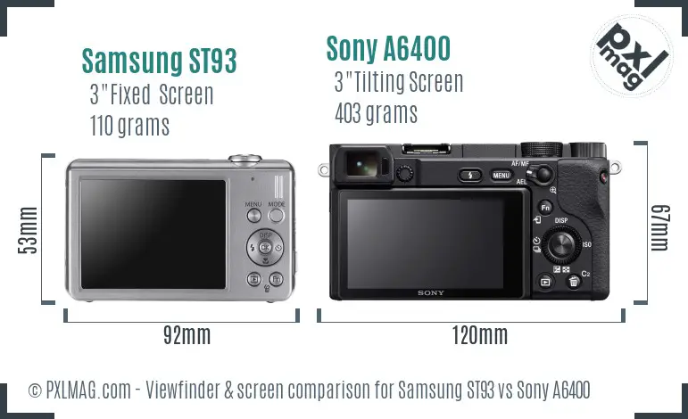 Samsung ST93 vs Sony A6400 Screen and Viewfinder comparison Samsung ST93 vs Sony A6400 Screen and Viewfinder comparison