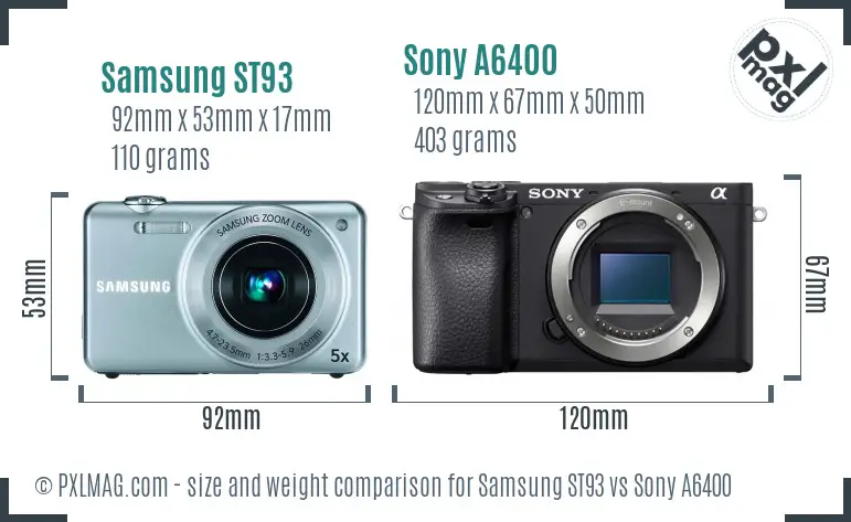 Samsung ST93 vs Sony A6400 size comparison Samsung ST93 vs Sony A6400 size comparison