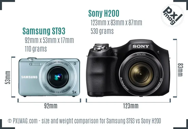 Samsung ST93 vs Sony H200 size comparison