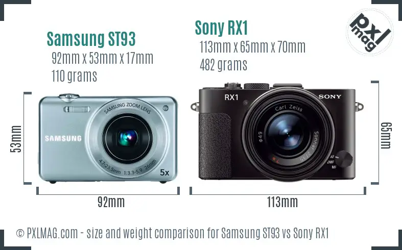 Samsung ST93 vs Sony RX1 size comparison