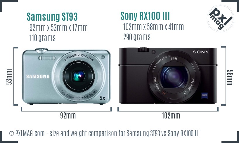 Samsung ST93 vs Sony RX100 III size comparison Samsung ST93 vs Sony RX100 III size comparison