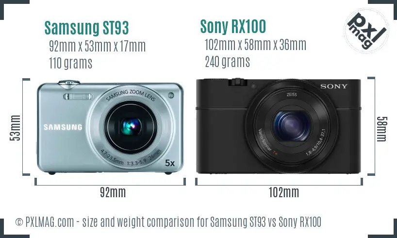 Samsung ST93 vs Sony RX100 size comparison