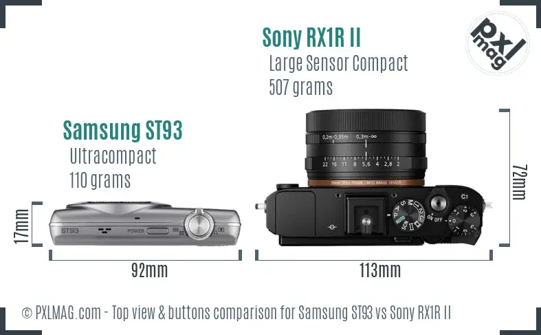 Samsung ST93 vs Sony RX1R II top view buttons comparison