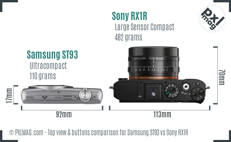 Samsung ST93 vs Sony RX1R top view buttons comparison