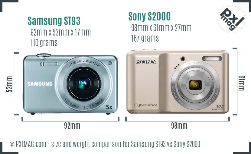 Samsung ST93 vs Sony S2000 size comparison Samsung ST93 vs Sony S2000 size comparison