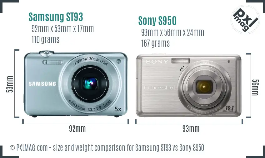 Samsung ST93 vs Sony S950 size comparison Samsung ST93 vs Sony S950 size comparison