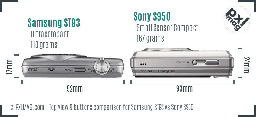 Samsung ST93 vs Sony S950 top view buttons comparison Samsung ST93 vs Sony S950 top view buttons comparison