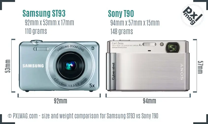 Samsung ST93 vs Sony T90 size comparison Samsung ST93 vs Sony T90 size comparison