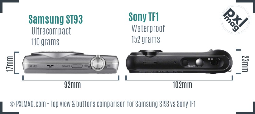 Samsung ST93 vs Sony TF1 top view buttons comparison