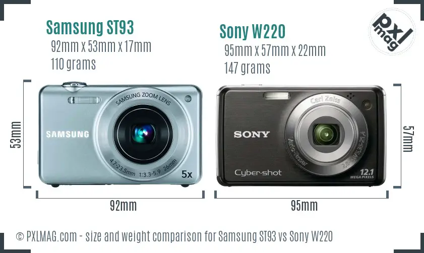 Samsung ST93 vs Sony W220 size comparison Samsung ST93 vs Sony W220 size comparison