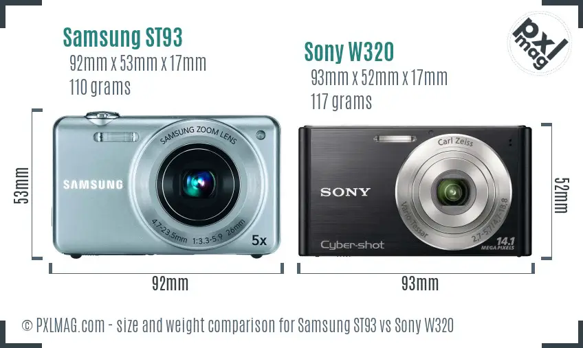 Samsung ST93 vs Sony W320 size comparison