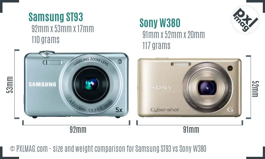 Samsung ST93 vs Sony W380 size comparison Samsung ST93 vs Sony W380 size comparison
