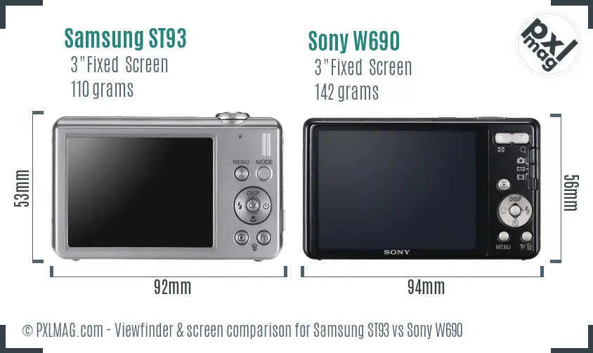 Samsung ST93 vs Sony W690 Screen and Viewfinder comparison Samsung ST93 vs Sony W690 Screen and Viewfinder comparison