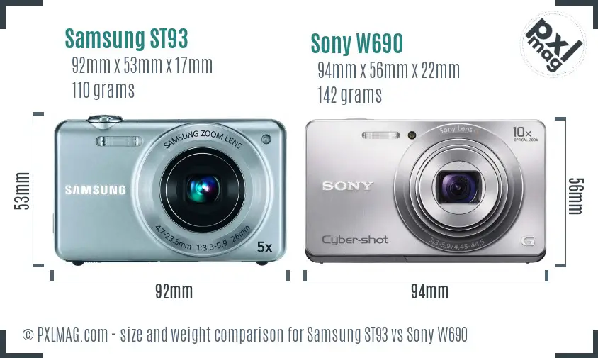 Samsung ST93 vs Sony W690 size comparison Samsung ST93 vs Sony W690 size comparison