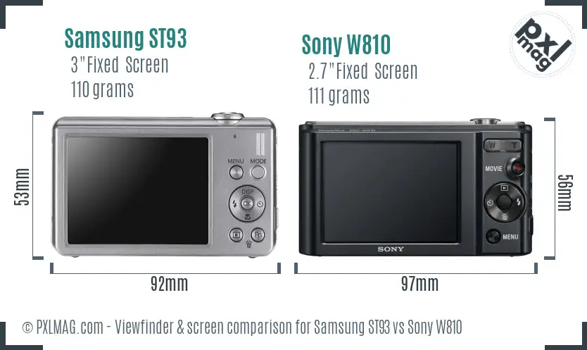 Samsung ST93 vs Sony W810 Screen and Viewfinder comparison Samsung ST93 vs Sony W810 Screen and Viewfinder comparison