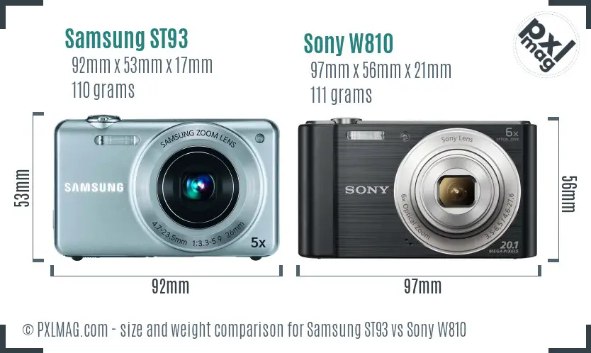 Samsung ST93 vs Sony W810 size comparison Samsung ST93 vs Sony W810 size comparison