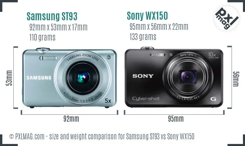 Samsung ST93 vs Sony WX150 size comparison Samsung ST93 vs Sony WX150 size comparison