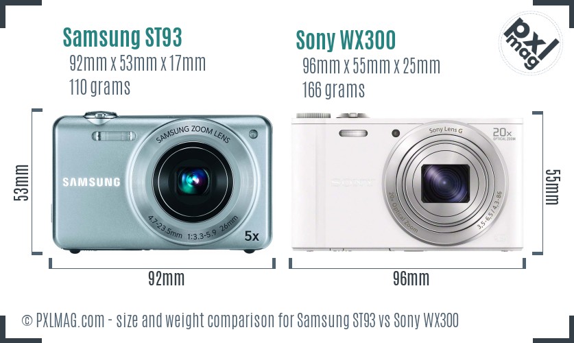 Samsung ST93 vs Sony WX300 size comparison Samsung ST93 vs Sony WX300 size comparison
