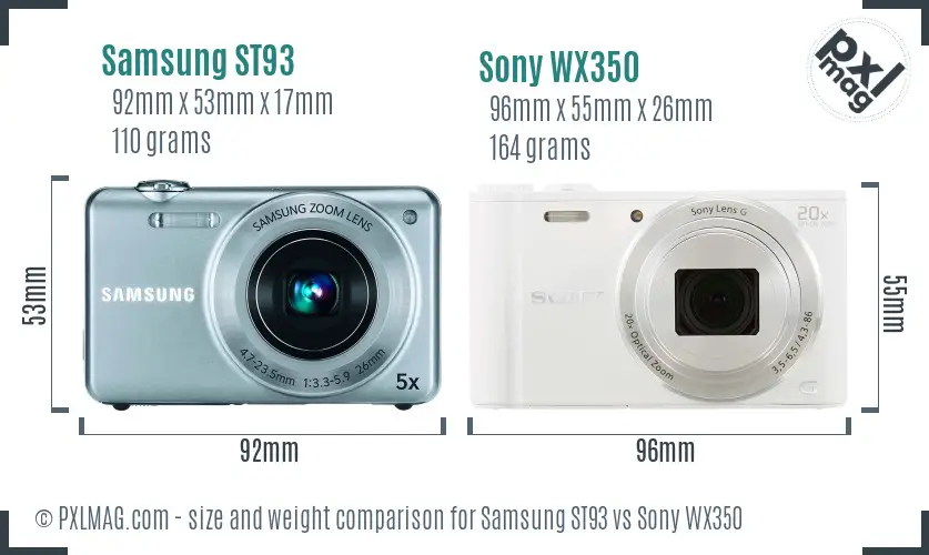 Samsung ST93 vs Sony WX350 size comparison