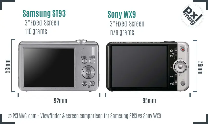 Samsung ST93 vs Sony WX9 Screen and Viewfinder comparison