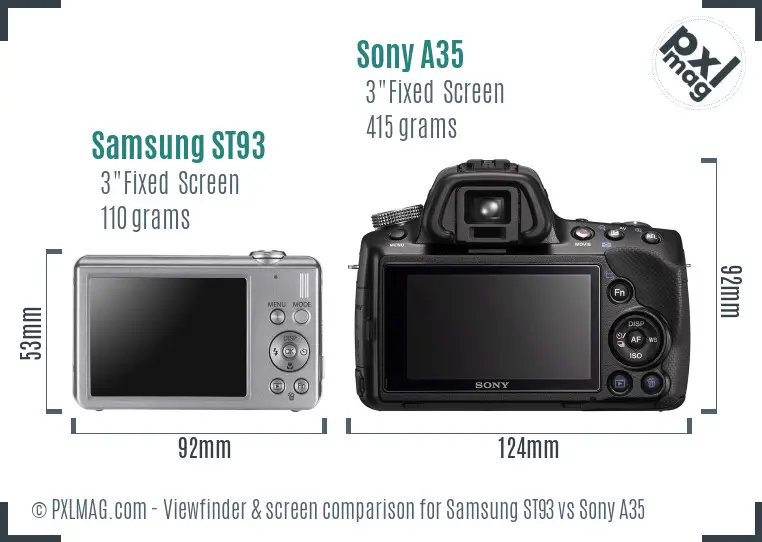 Samsung ST93 vs Sony A35 Screen and Viewfinder comparison