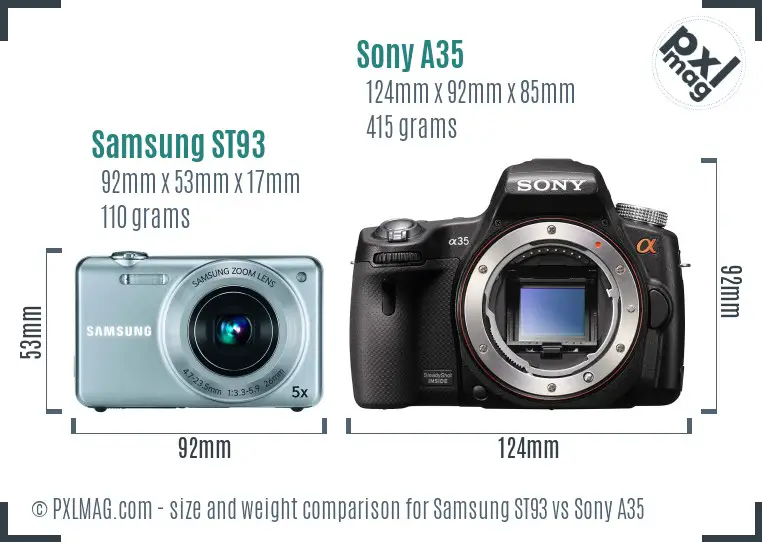 Samsung ST93 vs Sony A35 size comparison