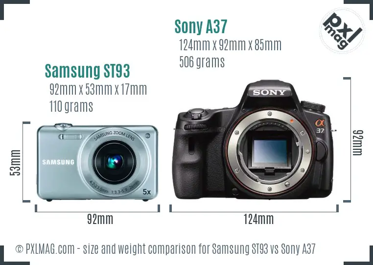 Samsung ST93 vs Sony A37 size comparison