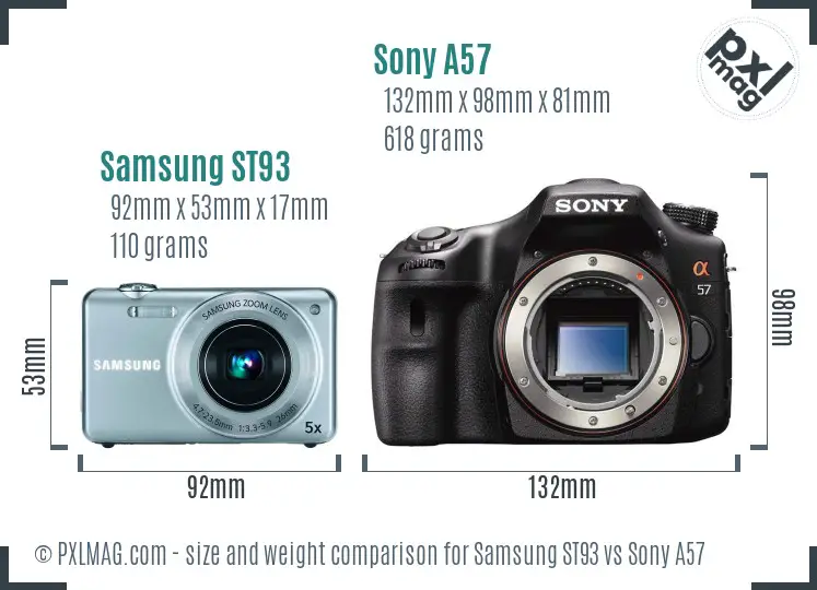 Samsung ST93 vs Sony A57 size comparison Samsung ST93 vs Sony A57 size comparison