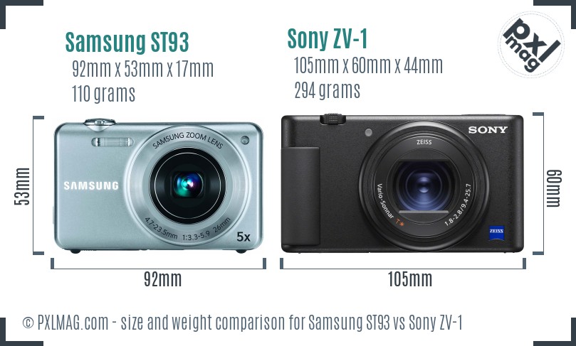 Samsung ST93 vs Sony ZV-1 size comparison Samsung ST93 vs Sony ZV-1 size comparison