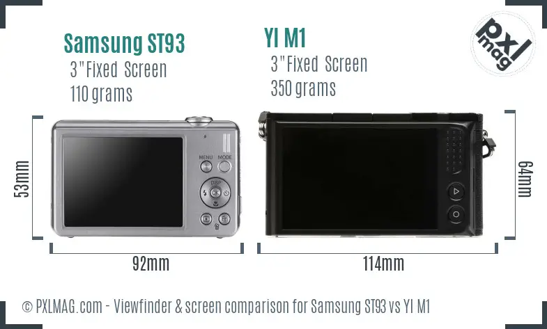 Samsung ST93 vs YI M1 Screen and Viewfinder comparison
