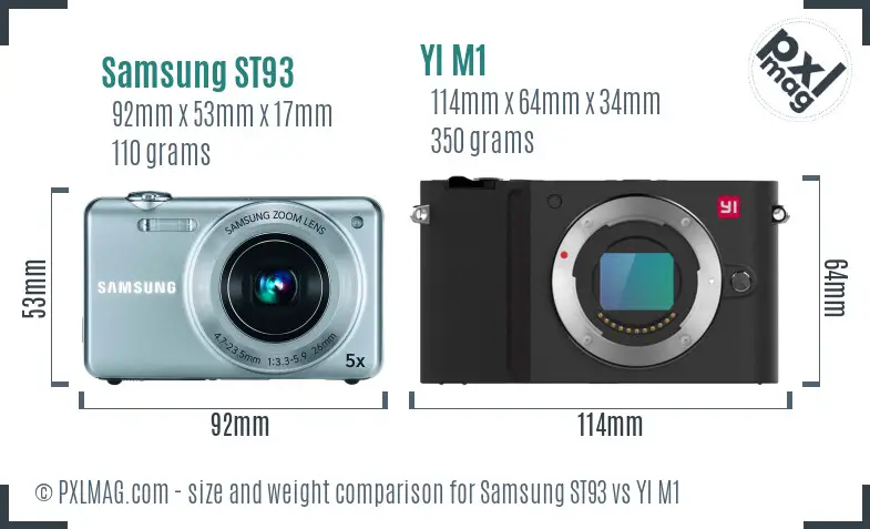 Samsung ST93 vs YI M1 size comparison