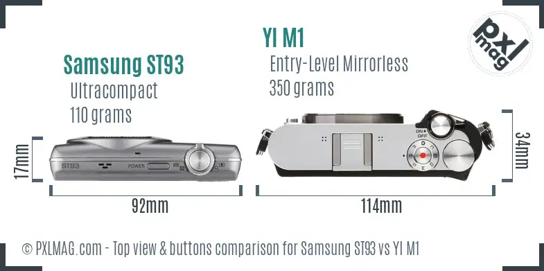 Samsung ST93 vs YI M1 top view buttons comparison