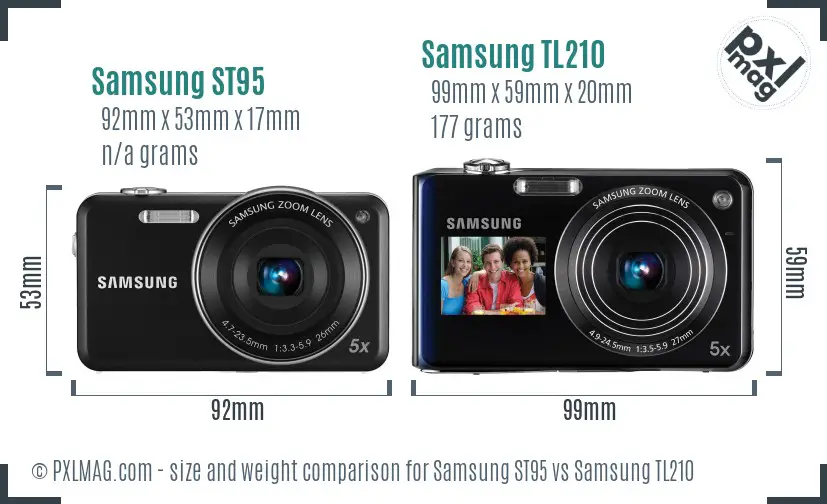 Samsung ST95 vs Samsung TL210 size comparison