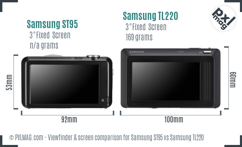 Samsung ST95 vs Samsung TL220 Screen and Viewfinder comparison