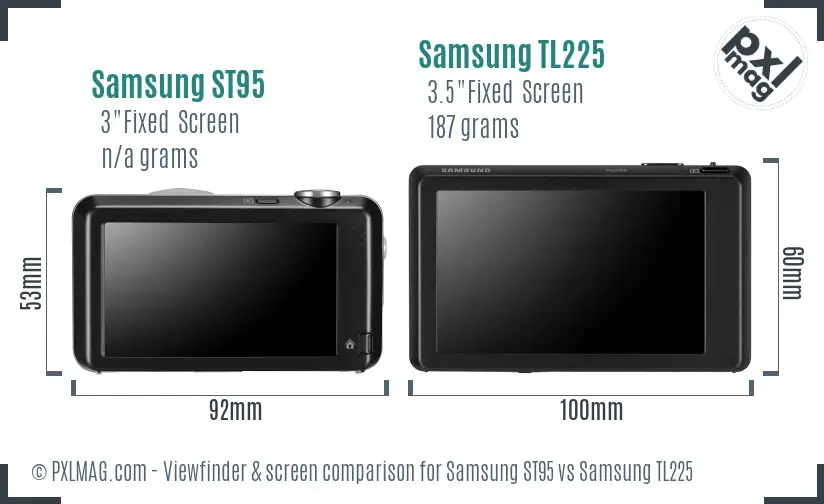 Samsung ST95 vs Samsung TL225 Screen and Viewfinder comparison