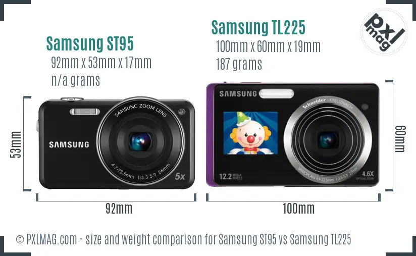 Samsung ST95 vs Samsung TL225 size comparison