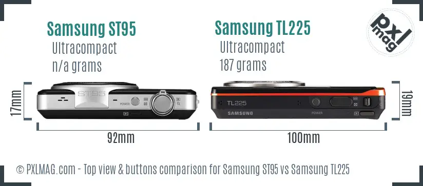 Samsung ST95 vs Samsung TL225 top view buttons comparison