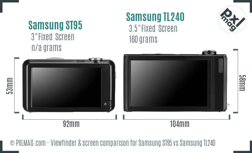 Samsung ST95 vs Samsung TL240 Screen and Viewfinder comparison