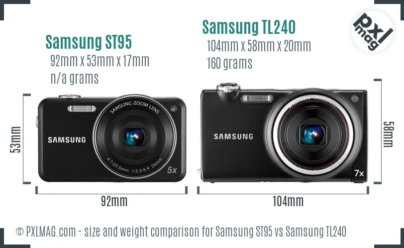 Samsung ST95 vs Samsung TL240 size comparison