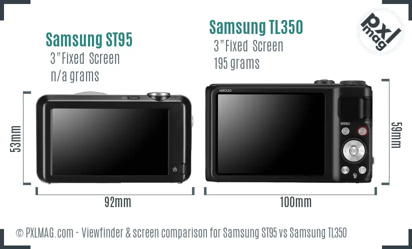 Samsung ST95 vs Samsung TL350 Screen and Viewfinder comparison