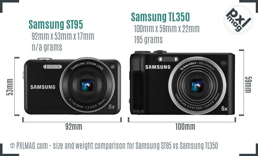 Samsung ST95 vs Samsung TL350 size comparison